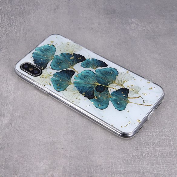 iPhone XR (6,1") hátlap tok, TPU tok, Gold Glam Leaves