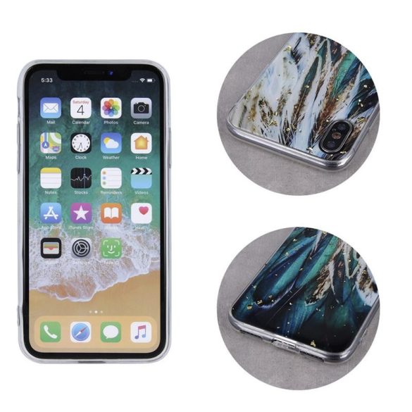 iPhone 11 Pro (5,8") hátlap tok, TPU tok, mintás, Gold Glam Feathers