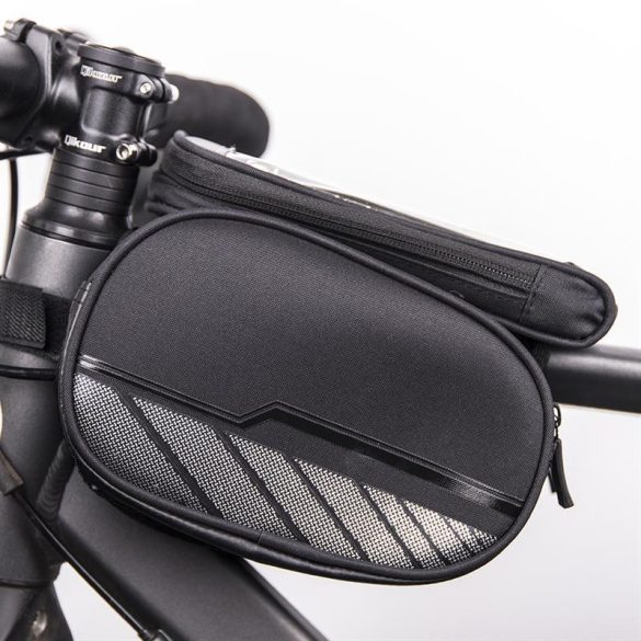 Univerzális biciklis táska, vázra rögzíthető, fekete, vízálló