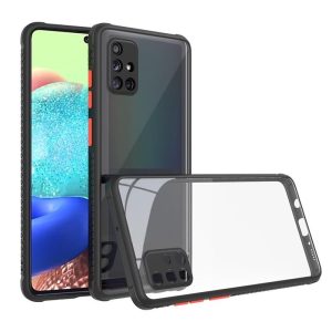 Samsung Galaxy A03s ütésálló hátlap tok, PC / TPU, átlátszó/fekete, SM-A037, Defender Hybrid