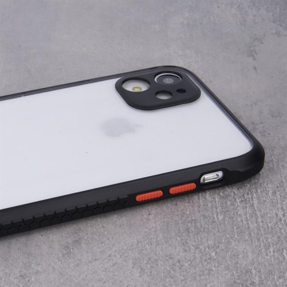 iPhone 13 Mini (5,4") ütésálló hátlap tok, PC / TPU, átlátszó/fekete, Defender Hybrid