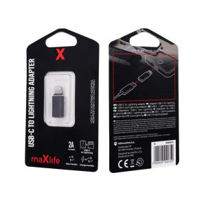 Type-C - iPhone 8pin adapter, 2A, fekete, Maxlife