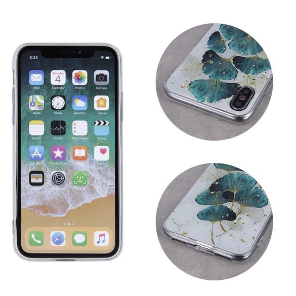 iPhone 13 Pro (6,1") hátlap tok, TPU tok, mintás, Gold Glam Leaves