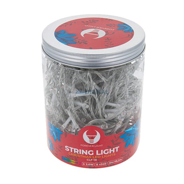 Fényfüzér 240 leddel, 3+19.2M, több színű, Forever Light String Light