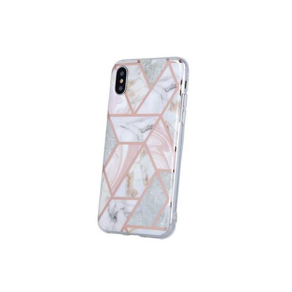 iPhone 13 Pro (6,1") hátlap tok, TPU tok, márvány mintás, pink, Geometric Marmur