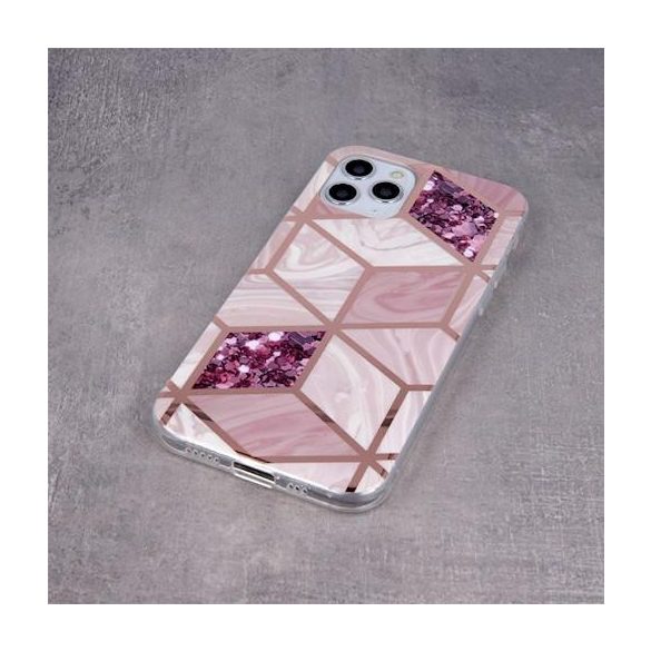 iPhone 13 Pro (6,1") hátlap tok, TPU tok, márvány mintás, Geometric Marmur Heather