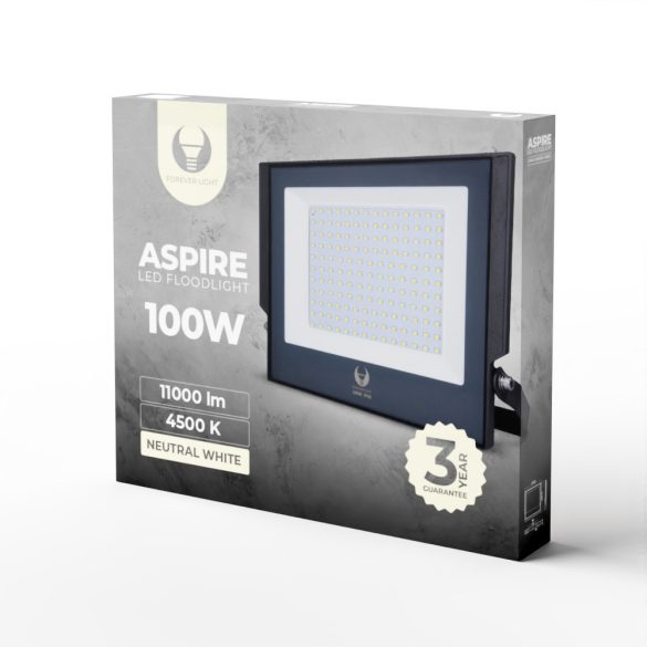 Led fényszóró, természetes fehér fény, 4500K, 11000lm, 100W, IP66, Forever Light Aspire