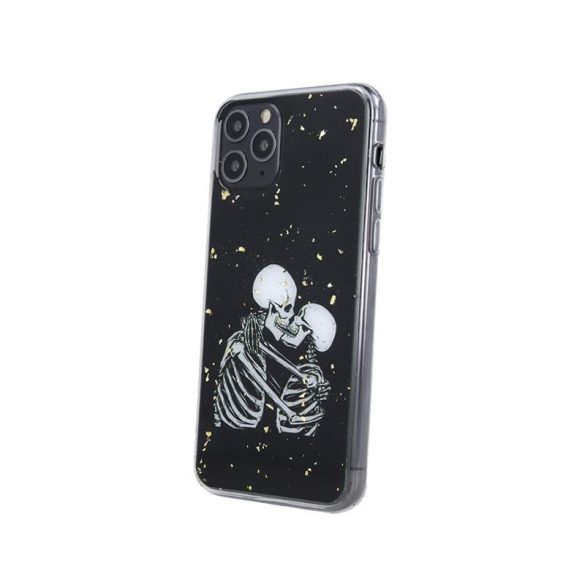 iPhone XR (6.1") szilikon tok, hátlap tok, TPU tok, fekete, Romantic Skeletons 1