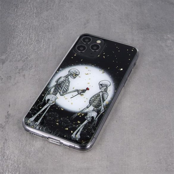 iPhone 13 Pro Max (6,7") szilikon tok, hátlap tok, TPU tok, fekete, Romantic Skeletons 2