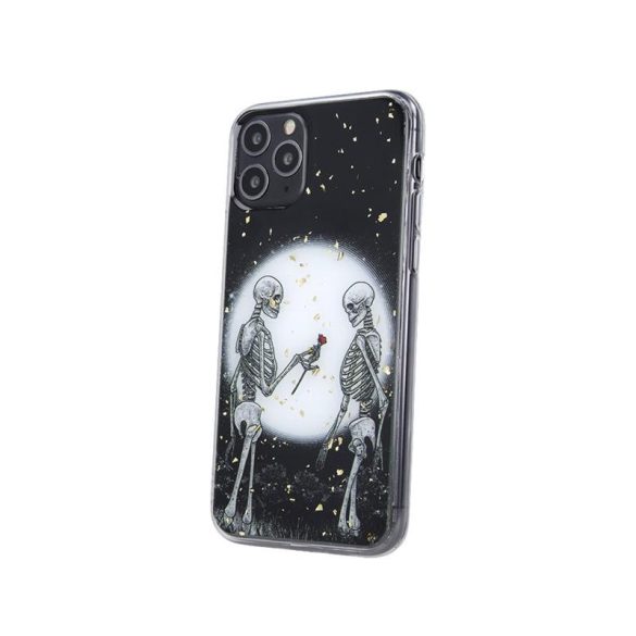 iPhone XR (6,1") szilikon tok, hátlap tok, TPU tok, fekete, Romantic Skeletons 2