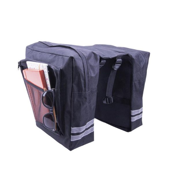 Univerzális biciklis táska, csomagtartóra rögzíthető, fekete, cseppálló, 2x 12L, Forever Outdoo