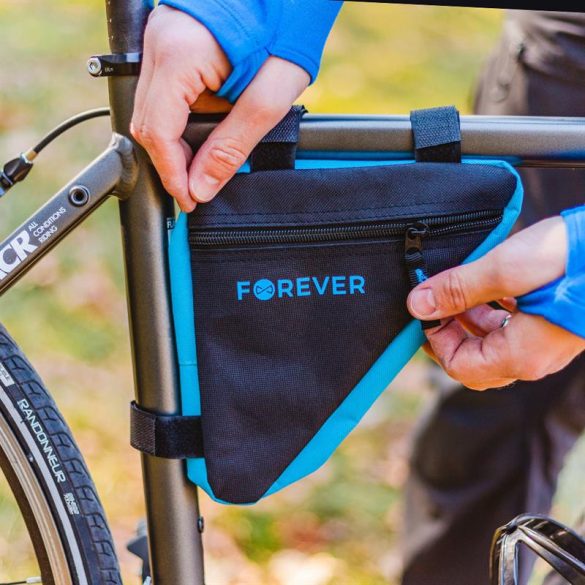 Univerzális kerékpáros táska, vázra szerelhető, fekete-kék, cseppálló, Forever FB-100