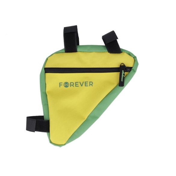 Univerzális kerékpáros táska, vázra szerelhető, sárga-zöld, cseppálló, Forever FB-100