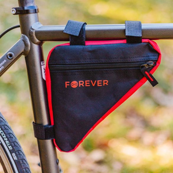 Univerzális kerékpáros táska, vázra szerelhető, fekete-piros, cseppálló, Forever FB-100