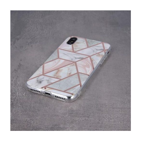 Samsung Galaxy A03s hátlap tok, TPU tok, márvány mintás, pink, SM-A037, Geometric Marmur