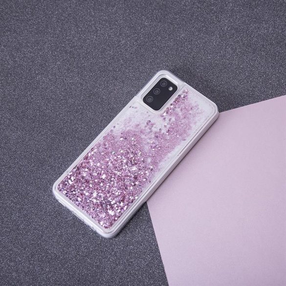 Samsung Galaxy A33 folyékony csillámos szilikon tok, hátlap tok, rózsaszín, SM-A336, Liquid Sparkle