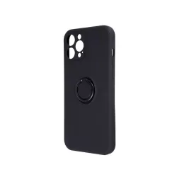   Samsung Galaxy M52 gyűrűs hátlap tok, szilikon tok, velúr belső, fekete, SM-M526, Finger Grip