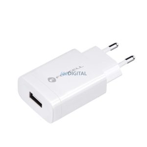 Hálózati töltőfej, 1x USB, 2.4A / 18W, QC 3.0, fehér, Forcell TFK-TC-1099