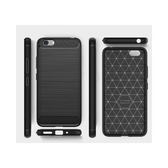 iPhone 6 / 6S (4,7") szilikon tok, fekete, kivágott, Carbon fiber