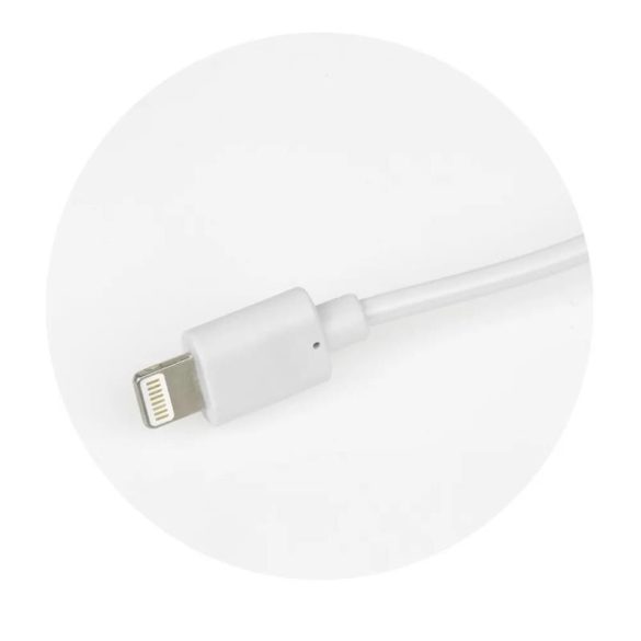 Szivartöltőfej 1x USB + iPhone 8pin adatkábellel, fehér, Bluestar