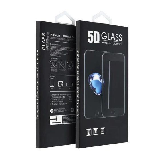 iPhone X / XS / 11 Pro (5.8") előlapi üvegfólia, edzett, hajlított, átlátszó keret, 9H, 5D Full Glue Transparent