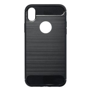 iPhone X / XS (5,8") szilikon tok, fekete, Carbon fiber