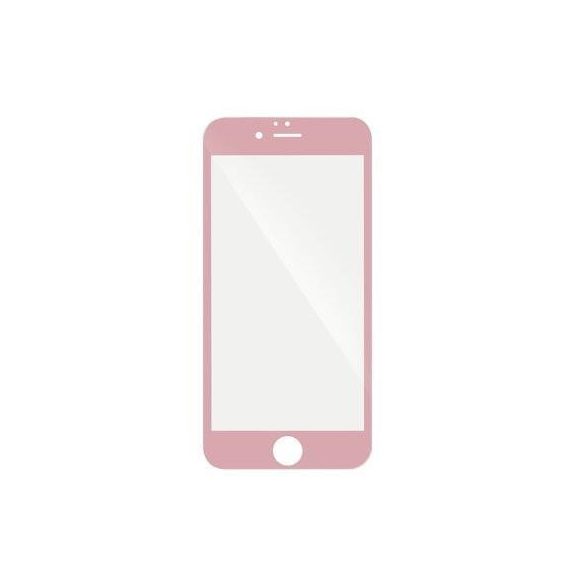 iPhone 6 6S (4,7") előlapi üvegfólia, edzett, hajlított, rose gold keret, 5D Full Glue