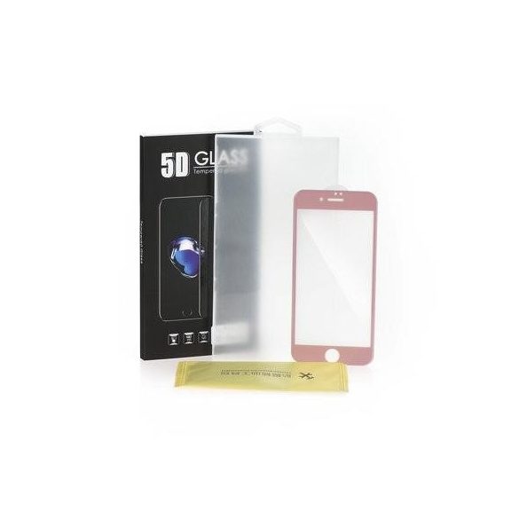 iPhone 6 6S (4,7") előlapi üvegfólia, edzett, hajlított, rose gold keret, 5D Full Glue