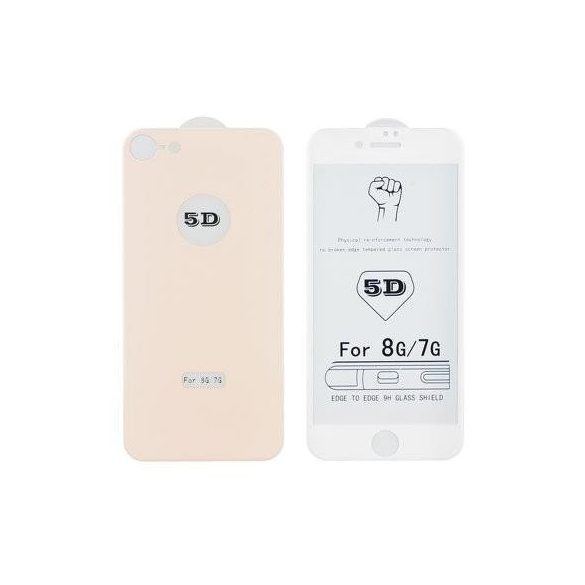 Full glue iPhone 8 (4,7") rose gold hajlított 5D előlapi + hátlapi üvegfólia