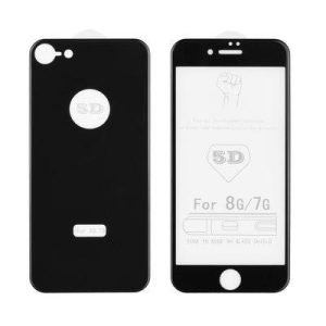 Full glue iPhone 8 Plus (5,5") fekete hajlított 5D előlapi + hátlapi üvegfólia