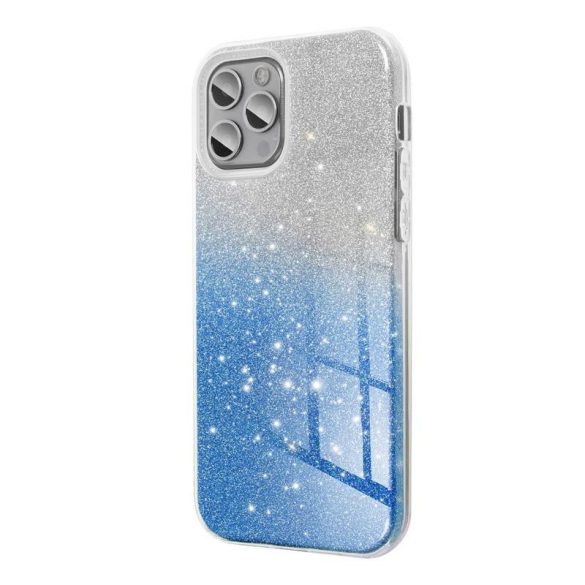 iPhone XS Max (6,5") szilikon tok, csillámos, hátlap tok, kék-ezüst, Shining