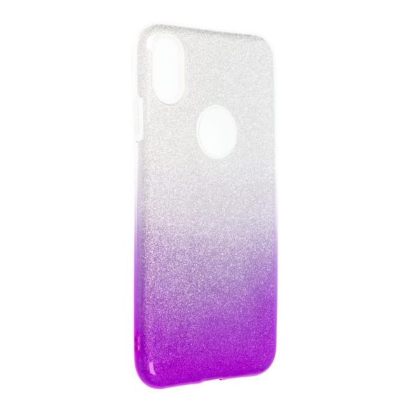 iPhone XS Max (6,5") szilikon tok, csillámos, hátlap tok, lila-ezüst, Shining