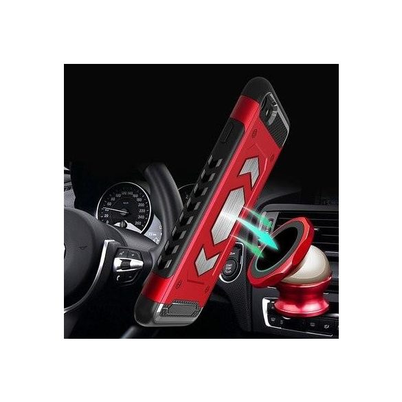Samsung Galaxy S8 Plus ütésálló hátlap tok, mágneses, piros, SM-G955, Defender Magnetic