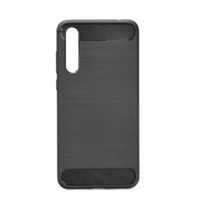 Carbon Fiber Huawei P30 fekete szilikon tok (Forcell)