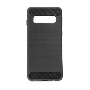 Carbon Fiber Samsung G973 Galaxy S10 fekete szilikon tok (Forcell)