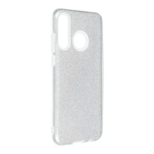 Huawei P30 Lite szilikon tok, csillámos, hátlap tok, ezüst
