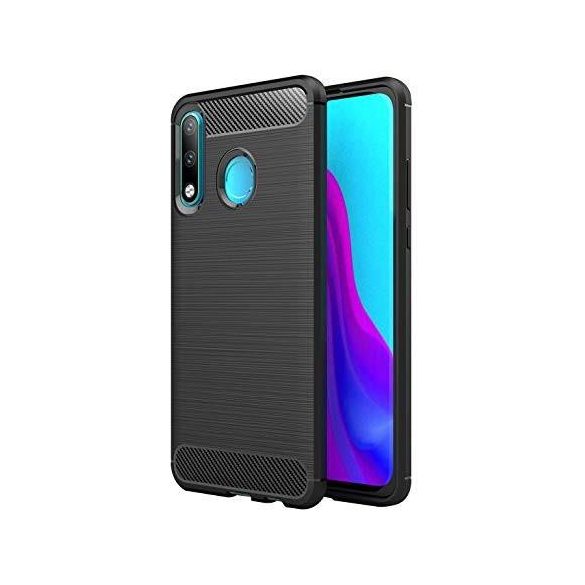 Huawei P30 Lite szilikon tok, fekete, Carbon fiber