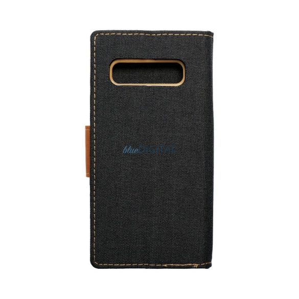 Samsung Galaxy S10 telefon tok, könyvtok, oldalra nyíló tok, mágnesesen záródó, fekete, SM-G973, Smart Canvas