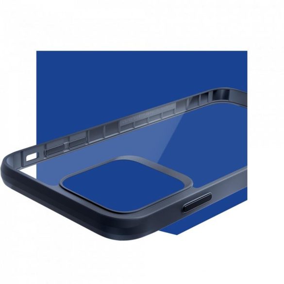 iPhone 13 (6.1") ütésálló hátlap tok, TPU, átlátszó, fekete keretes, 3MK Satin Armor Case+