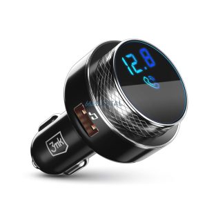 Bluetooth FM transmitter, 2xUSB, TF kártyaolvasó, QC3.0, LED kijelző, fekete, 3mk