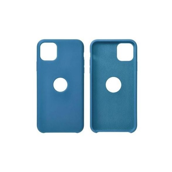 iPhone 11 Pro (5,8") szilikon tok, matt, velúr belső, kivágott, kék, Forcell Silicone