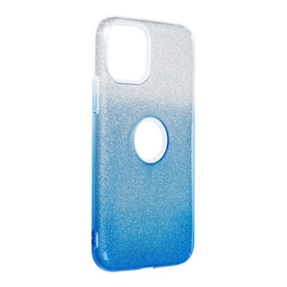 iPhone 11 Pro Max (6,5") szilikon tok, csillámos, hátlap tok, kék-ezüst, Shining