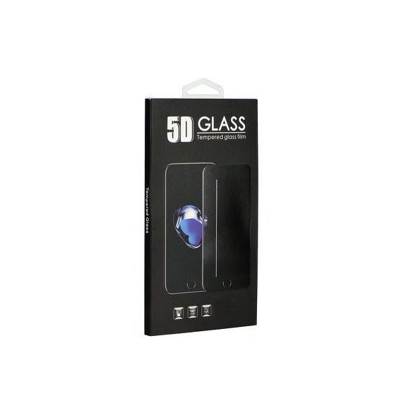 Samsung Galaxy A20S előlapi üvegfólia, edzett, hajlított, fekete keret, SM-A207, 5D Full Glue