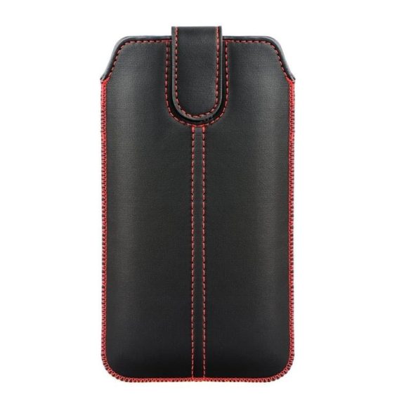 Forcell Pocket fekete műbőr ultra vékony beledugós tok iPhone 12 / 12 Pro (6,1") / Samsung xCover 5 / S21 5G