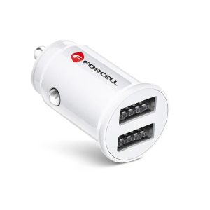 Szivartöltő fej, 2x USB, 3.1A, fehér, Forcell Mini CC-SJ02