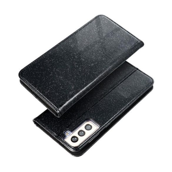 Samsung G980 Galaxy S20 / S20 5G fekete csillámos mágneses könyvtok