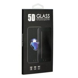 Samsung Galaxy A21S előlapi üvegfólia, edzett, hajlított, fekete keret, SM-A217, 5D Full Glue