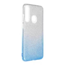   Huawei Y6P szilikon tok, csillámos, hátlap tok, kék-ezüst, Shining