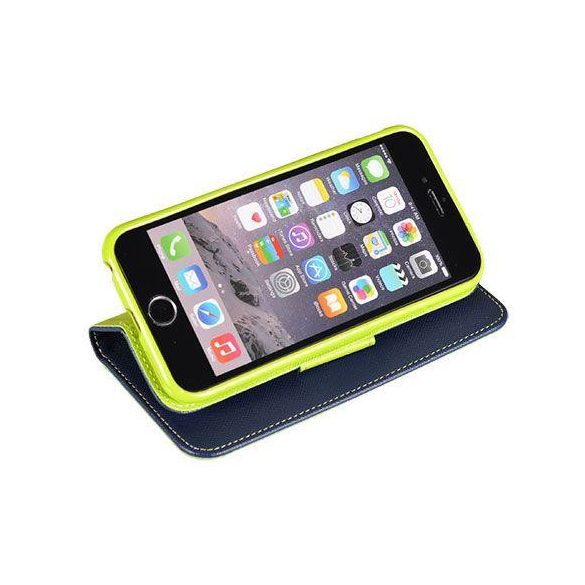 iPhone 12 Pro Max (6,7") telefon tok, könyvtok, oldalra nyíló tok, mágnesesen záródó, sötétkék-zöld, Fancy