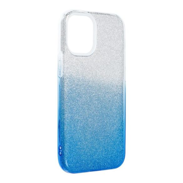iPhone 12 Mini (5,4") szilikon tok, csillámos, hátlap tok, kék-ezüst, Shining